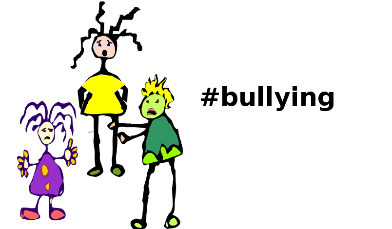 An image depicting three children, one of whom is bullying another. The third child is standing by and watches.